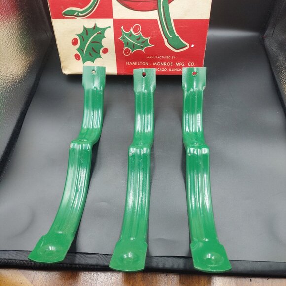 Vintage Metal Christmas Tree Stand w/Box Red Green Hamilton Monroe No. 12 - Picture 2 of 10